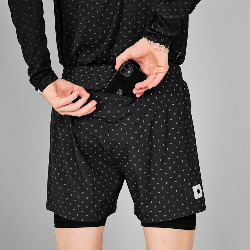 Saysky Reflective Polka 2 In 1 Pace Shorts 5" Schwarz Reflective Polka 1018 MMRSH01C1018