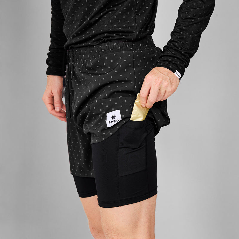 Saysky Reflective Polka 2 In 1 Pace Shorts 5" Schwarz Reflective Polka 1018 MMRSH01C1018