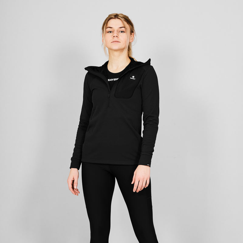 Saysky Combat Half Zip Fleece Hoodie Schwarz 901 NWRHO30C901