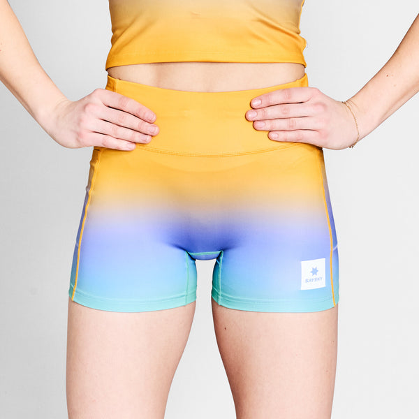 Saysky Drip Dye Combat+ Short Tights 4" Lila/Grün/Gelb Drip Dye 1033 NWRST31C1033