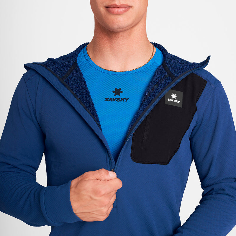 Saysky Combat Half Zip Fleece Hoodie Blau 219 OMRHO30C219