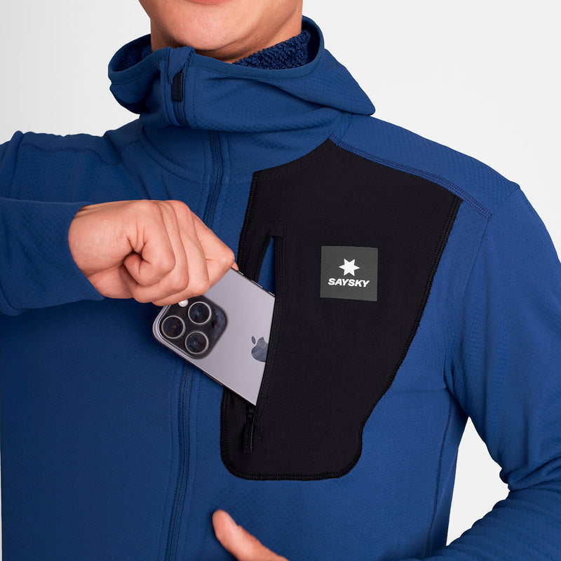 Saysky Combat Half Zip Fleece Hoodie Blau 219 OMRHO30C219