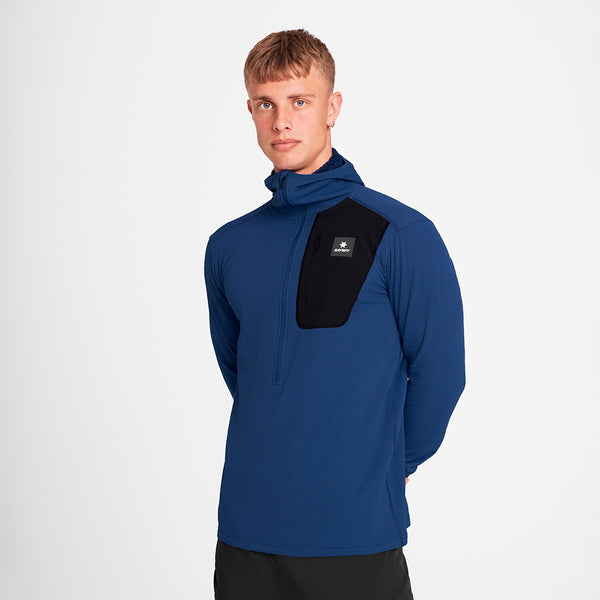 Saysky Combat Half Zip Fleece Hoodie Blau 219 OMRHO30C219