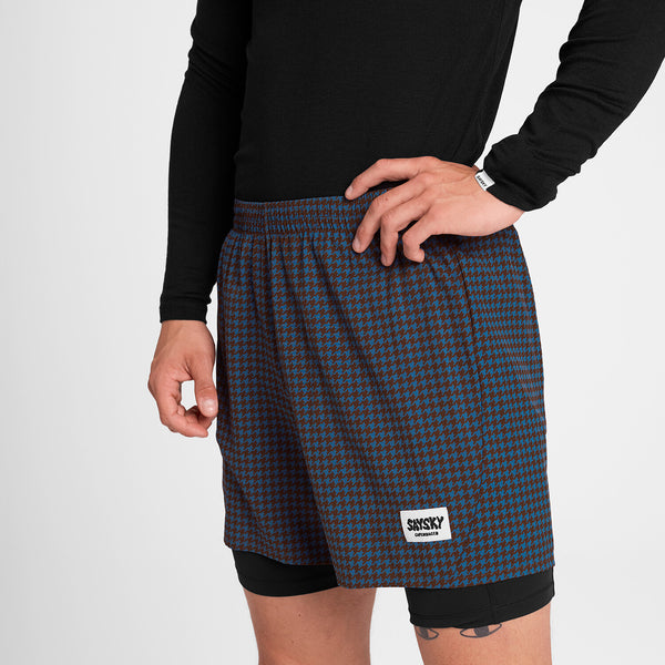 Saysky 2 in 1 Pace Shorts 5'' Blau Houndstooth 1047 OMRSH20C1047