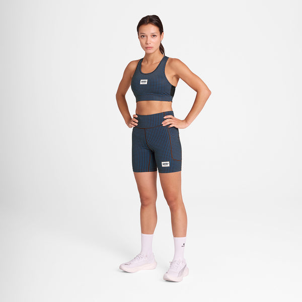 Saysky Houndstooth Combat Sports Bra Blau Houndstooth 1047 OWRSB30C1047