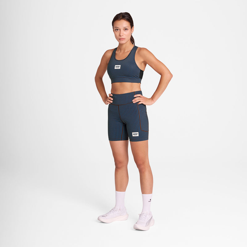 Saysky Houndstooth Combat Sports Bra Blau Houndstooth 1047 OWRSB30C1047