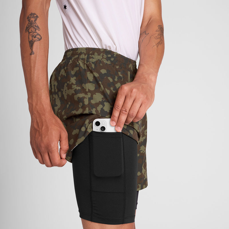 Saysky Camo Pace 2 in 1 Shorts 5'' Braun Camo 1048 OMRSH20C1048