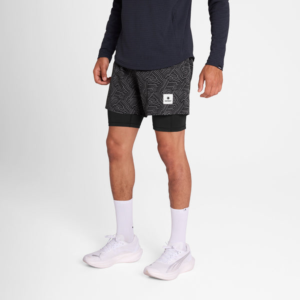 Saysky Reflective Pace 2 in 1 Shorts 5'' Schwarz Reflective Lightning 1050 OMRSH20C1050