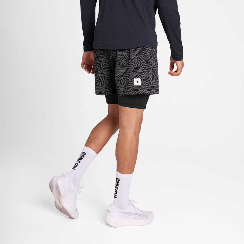 Saysky Reflective Pace 2 in 1 Shorts 5'' Schwarz Reflective Lightning 1050 OMRSH20C1050