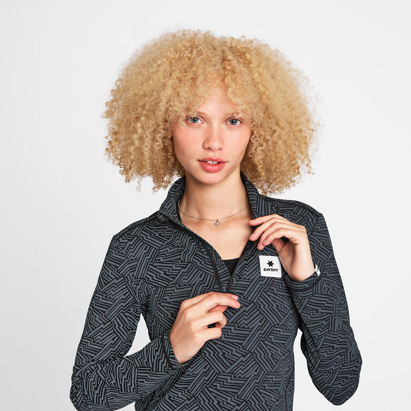 Saysky Reflective Pace 1/2 Zip Long Sleeve Schwarz Reflective Lightning 1050 OWRLS21C1050