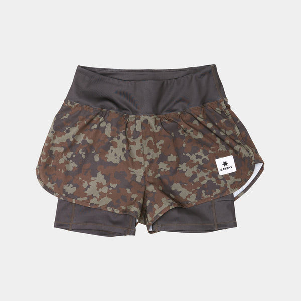 Saysky Camo Pace 2 in 1 Shorts 3" Braun Camo 1048 OWRSH23C1048