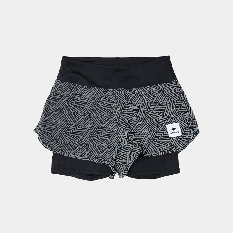 Saysky Reflective 2 in 1 Pace Shorts 3'' Schwarz Reflective Lightning 1050 OWRSH23C1050