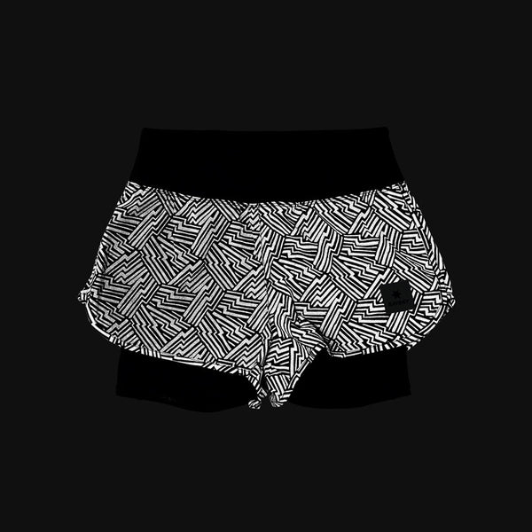 Saysky Reflective 2 in 1 Pace Shorts 3'' Schwarz Reflective Lightning 1050 OWRSH23C1050