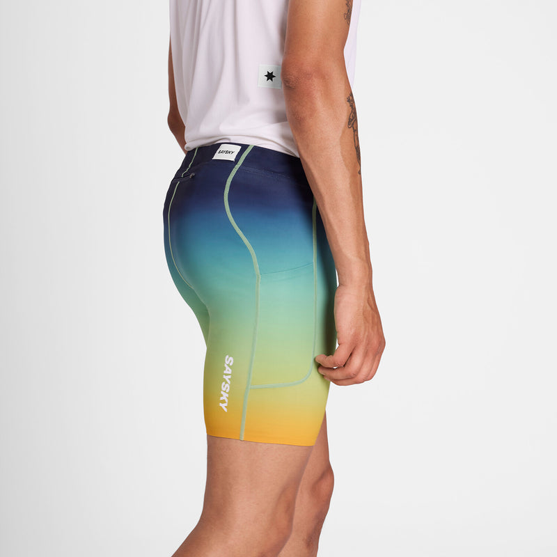 Saysky Drip Dye Combat+ Short Tights 7" Blau/Gelb/Grün Drip Dye 1032 NMRST33C1032