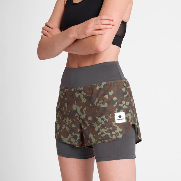 Saysky Camo Pace 2 in 1 Shorts 3" Braun Camo 1048 OWRSH23C1048
