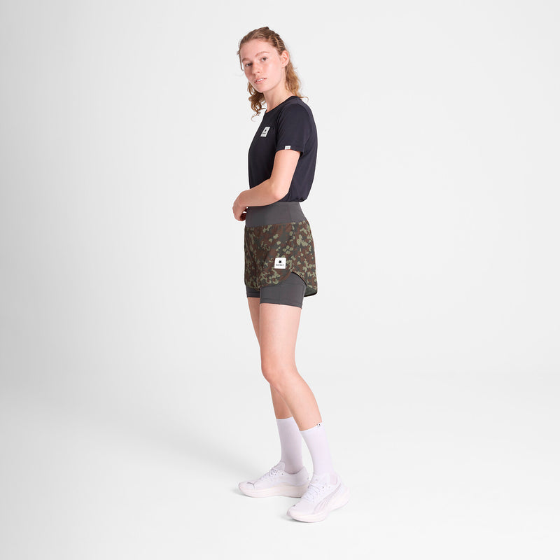 Saysky Camo Pace 2 in 1 Shorts 3" Braun Camo 1048 OWRSH23C1048