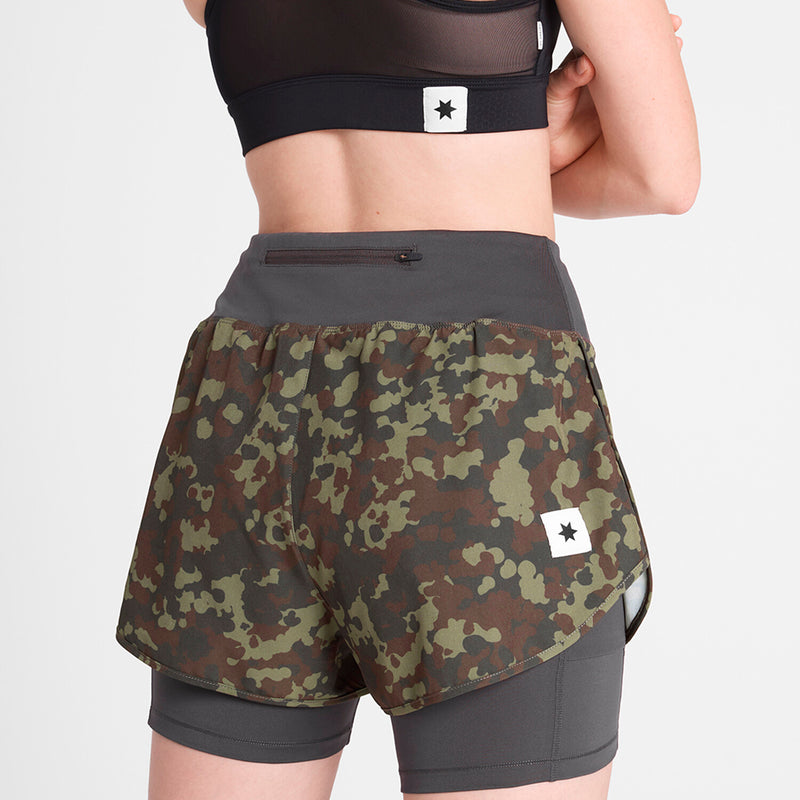 Saysky Camo Pace 2 in 1 Shorts 3" Braun Camo 1048 OWRSH23C1048