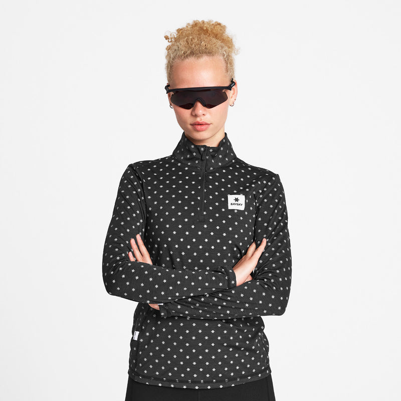 Saysky Reflective Pace Half Zip Longsleeve Schwarz Reflective Polka 1018 NWRLS21C1018