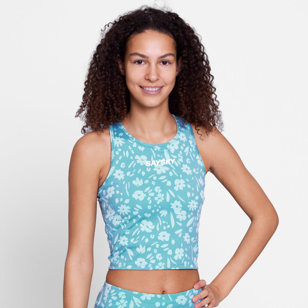Saysky Flower Combat Crop Top Hellblau Flower 1066 SW30017