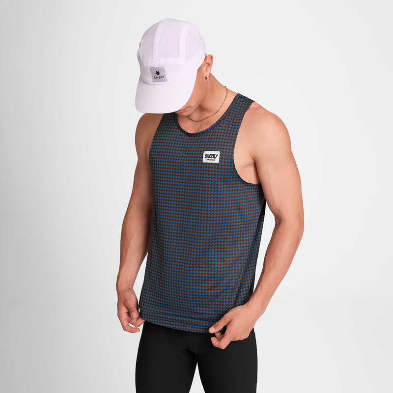 SAYSKY Houndstooth Combat Singlet SINGLETS 1047 - BLUE AOP