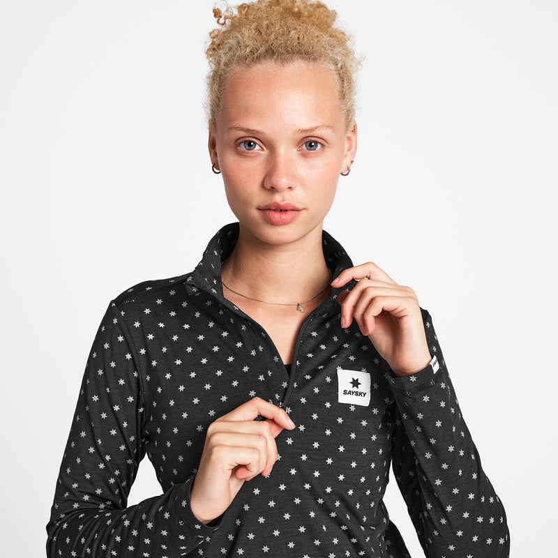 SAYSKY Reflective Pace Half Zip LONGSLEEVES 1018 - BLACK AOP