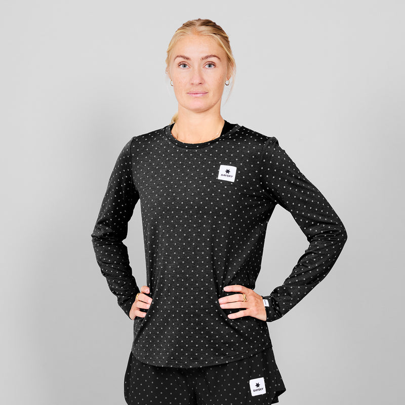 SAYSKY Reflective Polka Pace Longsleeve LONGSLEEVES 1018 - BLACK AOP