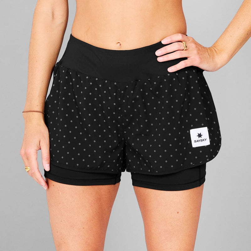 SAYSKY W Polka 2 In 1 Pace Shorts 3" SHORTS 1018 - BLACK AOP